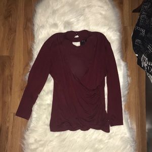 Burgundy long-sleeved top